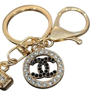NEW Gold Parfum N°5 Keychain Reimagined W/ Stamped Chanel Replacement Pull Charm